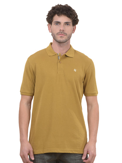 T-Shirt for Men | Breathable & Soft with Color Fastness Regular Fit Polo Neck Poly Cotton Fabric Solid Pattern
