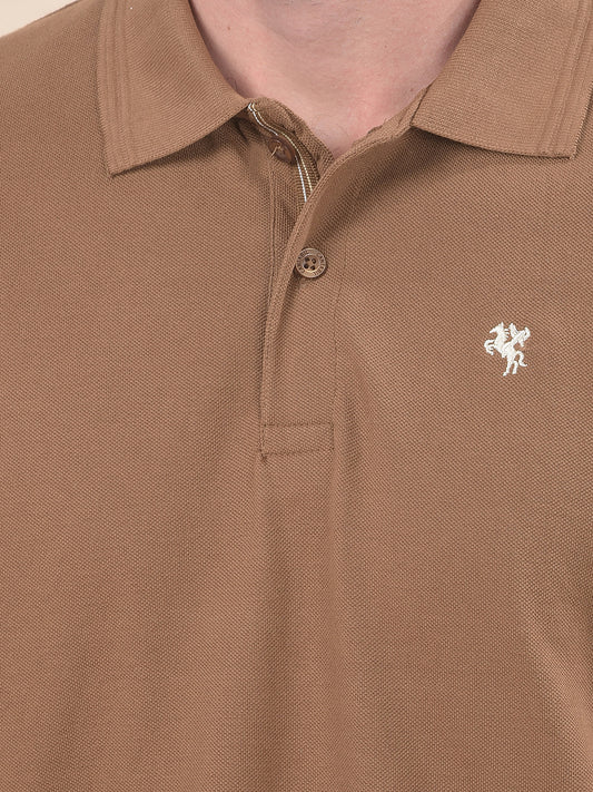 T-Shirt for Men | Breathable & Soft with Color Fastness Regular Fit Polo Neck Poly Cotton Fabric Solid Pattern