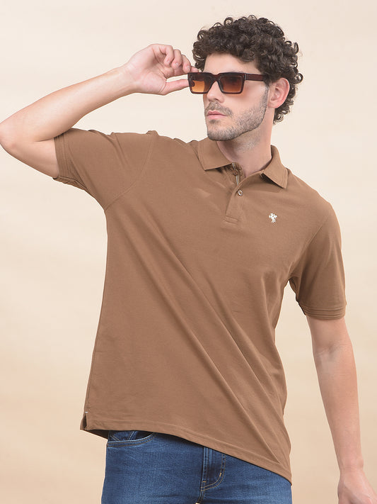 T-Shirt for Men | Breathable & Soft with Color Fastness Regular Fit Polo Neck Poly Cotton Fabric Solid Pattern