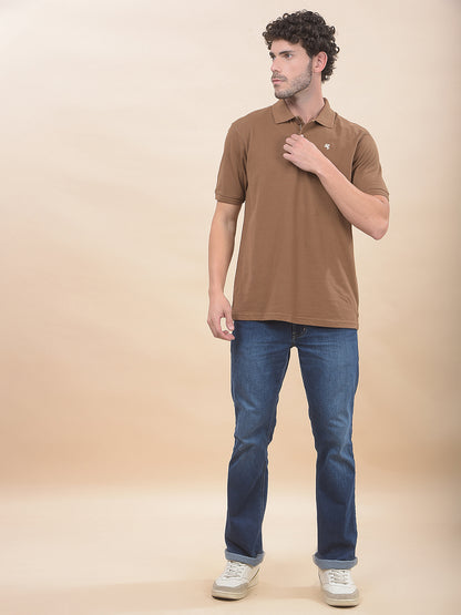 T-Shirt for Men | Breathable & Soft with Color Fastness Regular Fit Polo Neck Poly Cotton Fabric Solid Pattern