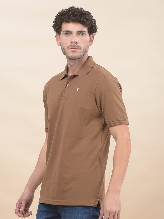 T-Shirt for Men | Breathable & Soft with Color Fastness Regular Fit Polo Neck Poly Cotton Fabric Solid Pattern