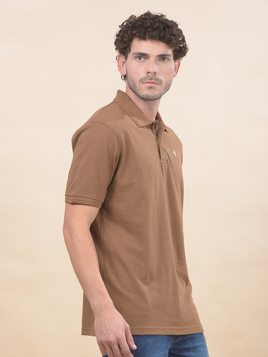T-Shirt for Men | Breathable & Soft with Color Fastness Regular Fit Polo Neck Poly Cotton Fabric Solid Pattern