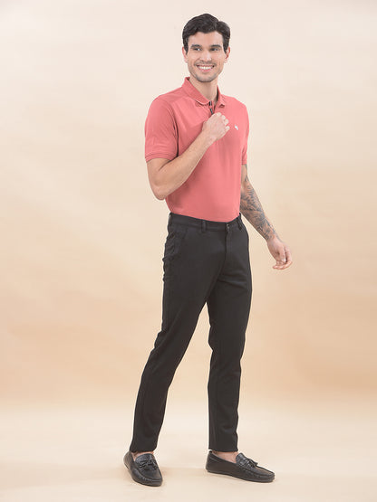 T-Shirt for Men | Breathable & Soft with Color Fastness Regular Fit Polo Neck Poly Cotton Fabric Solid Pattern