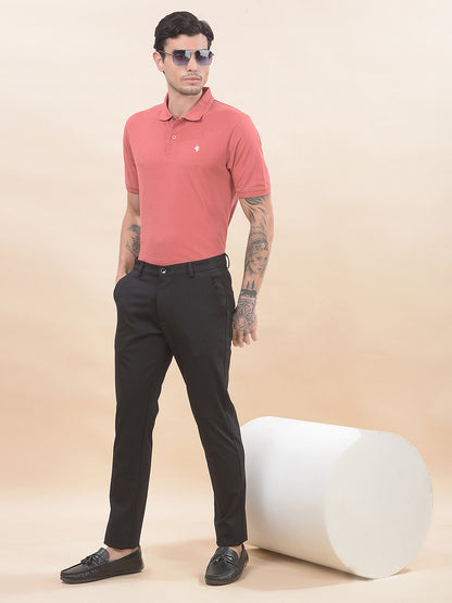 T-Shirt for Men | Breathable & Soft with Color Fastness Regular Fit Polo Neck Poly Cotton Fabric Solid Pattern