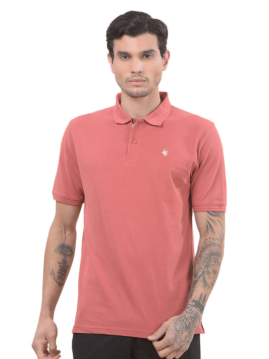 T-Shirt for Men | Breathable & Soft with Color Fastness Regular Fit Polo Neck Poly Cotton Fabric Solid Pattern