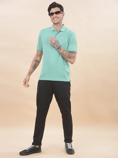 T-Shirt for Men | Breathable & Soft with Color Fastness Regular Fit Polo Neck Poly Cotton Fabric Solid Pattern