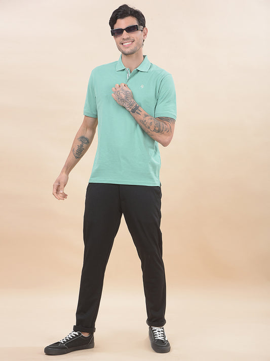 T-Shirt for Men | Breathable & Soft with Color Fastness Regular Fit Polo Neck Poly Cotton Fabric Solid Pattern