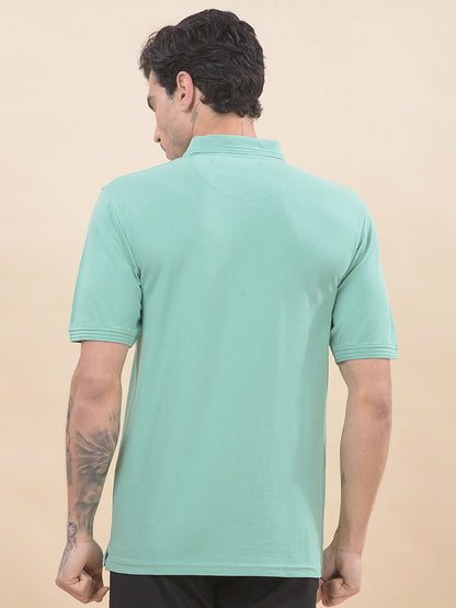 T-Shirt for Men | Breathable & Soft with Color Fastness Regular Fit Polo Neck Poly Cotton Fabric Solid Pattern