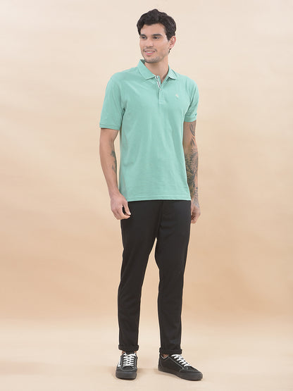 T-Shirt for Men | Breathable & Soft with Color Fastness Regular Fit Polo Neck Poly Cotton Fabric Solid Pattern
