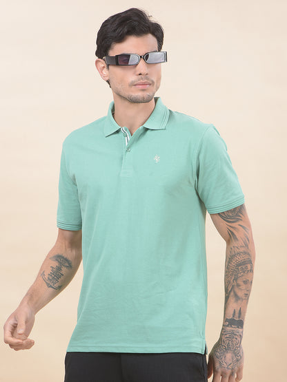 T-Shirt for Men | Breathable & Soft with Color Fastness Regular Fit Polo Neck Poly Cotton Fabric Solid Pattern
