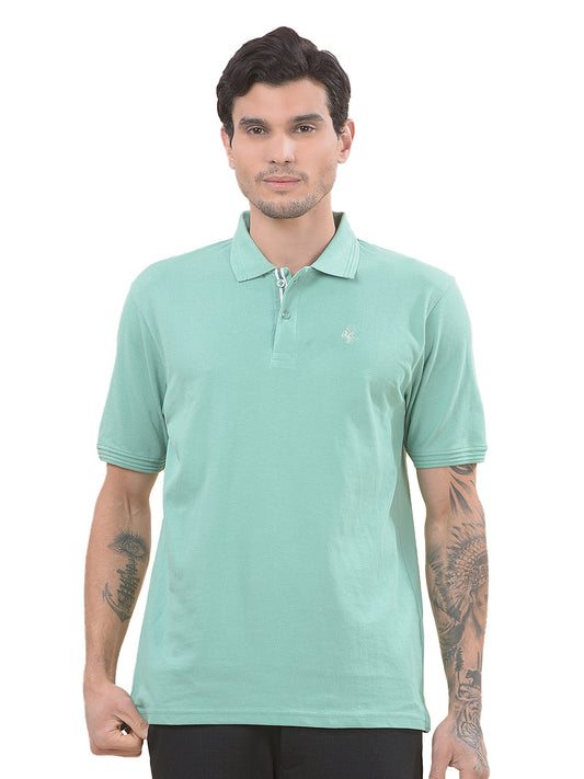 T-Shirt for Men | Breathable & Soft with Color Fastness Regular Fit Polo Neck Poly Cotton Fabric Solid Pattern