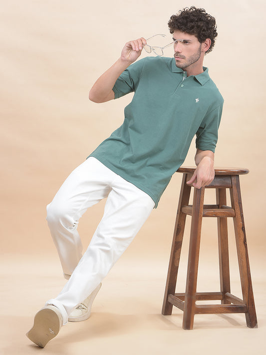 T-Shirt for Men | Breathable & Soft with Color Fastness Regular Fit Polo Neck Poly Cotton Fabric Solid Pattern