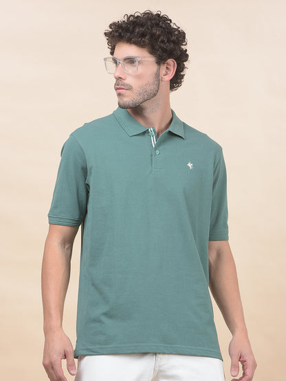 T-Shirt for Men | Breathable & Soft with Color Fastness Regular Fit Polo Neck Poly Cotton Fabric Solid Pattern