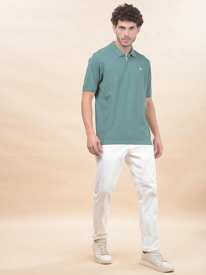 T-Shirt for Men | Breathable & Soft with Color Fastness Regular Fit Polo Neck Poly Cotton Fabric Solid Pattern