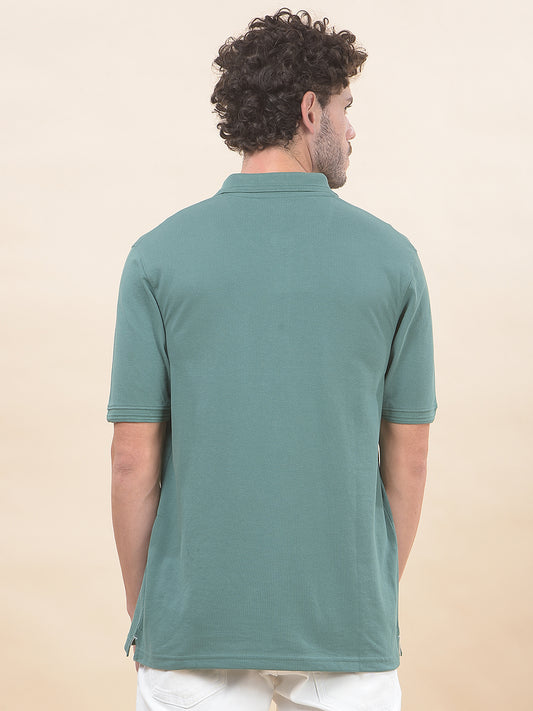 T-Shirt for Men | Breathable & Soft with Color Fastness Regular Fit Polo Neck Poly Cotton Fabric Solid Pattern