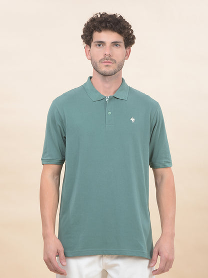 T-Shirt for Men | Breathable & Soft with Color Fastness Regular Fit Polo Neck Poly Cotton Fabric Solid Pattern
