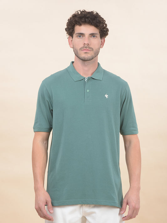 T-Shirt for Men | Breathable & Soft with Color Fastness Regular Fit Polo Neck Poly Cotton Fabric Solid Pattern