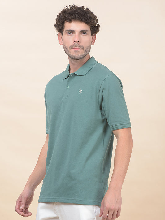 T-Shirt for Men | Breathable & Soft with Color Fastness Regular Fit Polo Neck Poly Cotton Fabric Solid Pattern