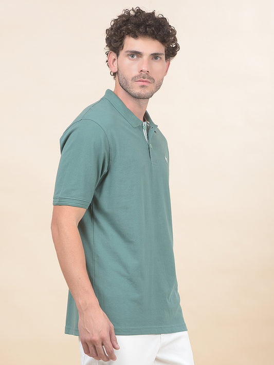 T-Shirt for Men | Breathable & Soft with Color Fastness Regular Fit Polo Neck Poly Cotton Fabric Solid Pattern