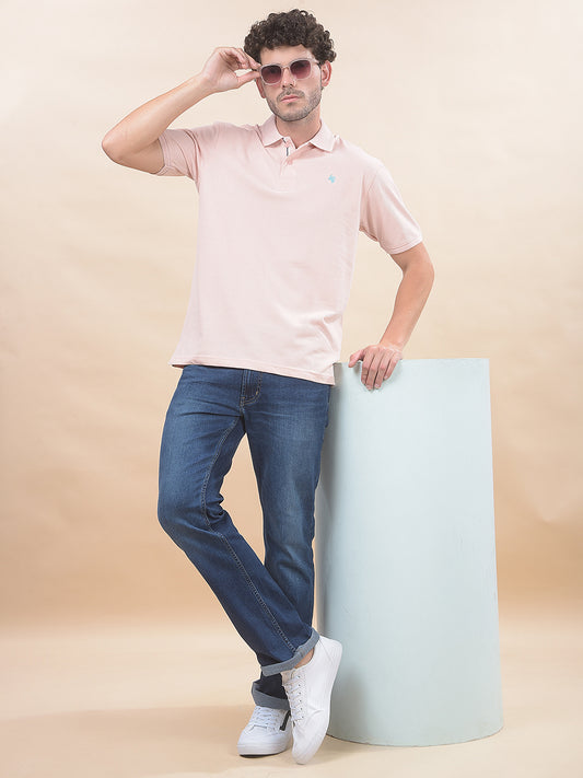 T-Shirt for Men | Breathable & Soft with Color Fastness Regular Fit Polo Neck Poly Cotton Fabric Solid Pattern