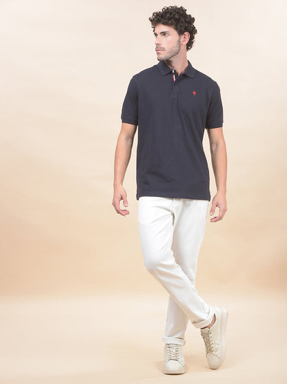 T-Shirt for Men | Breathable & Soft with Color Fastness Regular Fit Polo Neck Poly Cotton Fabric Solid Pattern