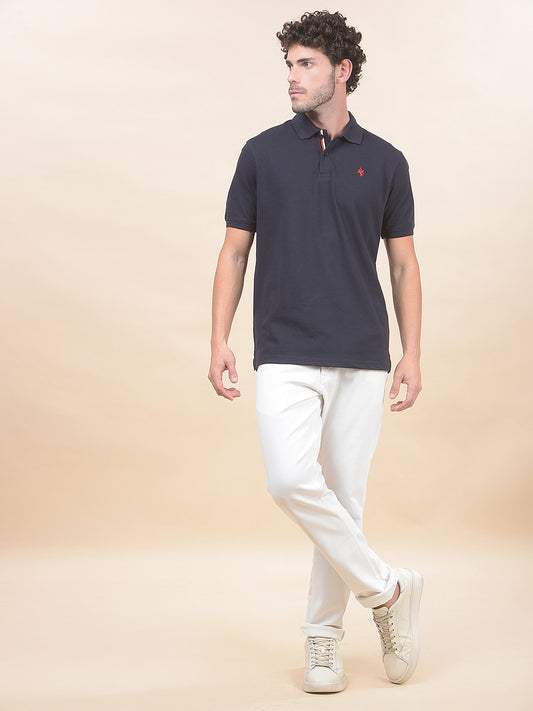 T-Shirt for Men | Breathable & Soft with Color Fastness Regular Fit Polo Neck Poly Cotton Fabric Solid Pattern