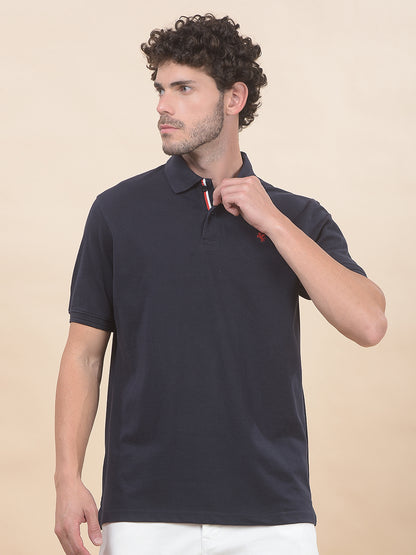 T-Shirt for Men | Breathable & Soft with Color Fastness Regular Fit Polo Neck Poly Cotton Fabric Solid Pattern