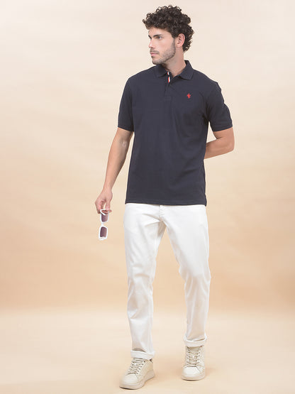 T-Shirt for Men | Breathable & Soft with Color Fastness Regular Fit Polo Neck Poly Cotton Fabric Solid Pattern