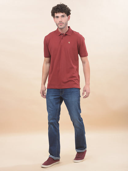 T-Shirt for Men | Breathable & Soft with Color Fastness Regular Fit Polo Neck Poly Cotton Fabric Solid Pattern