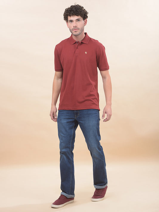T-Shirt for Men | Breathable & Soft with Color Fastness Regular Fit Polo Neck Poly Cotton Fabric Solid Pattern