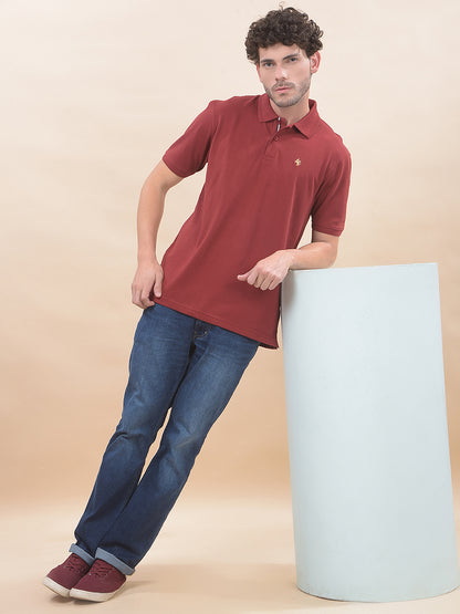 T-Shirt for Men | Breathable & Soft with Color Fastness Regular Fit Polo Neck Poly Cotton Fabric Solid Pattern
