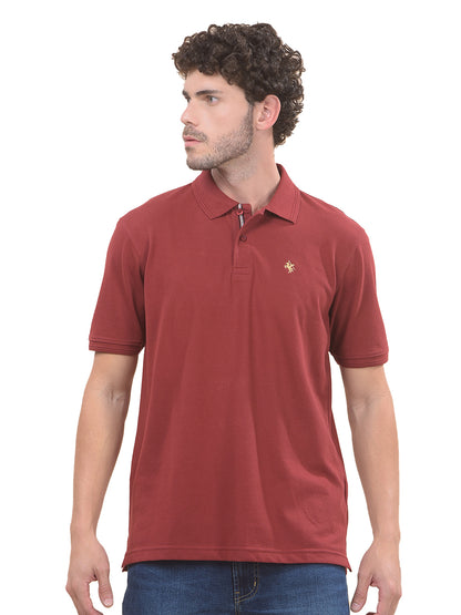 T-Shirt for Men | Breathable & Soft with Color Fastness Regular Fit Polo Neck Poly Cotton Fabric Solid Pattern