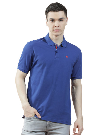 T-Shirt for Men | Breathable & Soft with Color Fastness Regular Fit Polo Neck Poly Cotton Fabric Solid Pattern