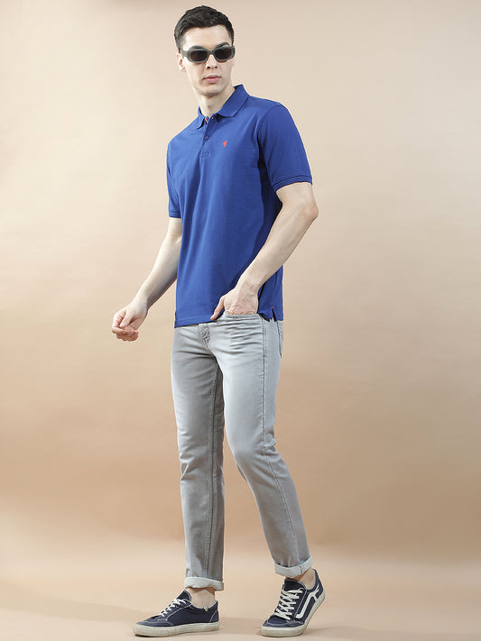 T-Shirt for Men | Breathable & Soft with Color Fastness Regular Fit Polo Neck Poly Cotton Fabric Solid Pattern