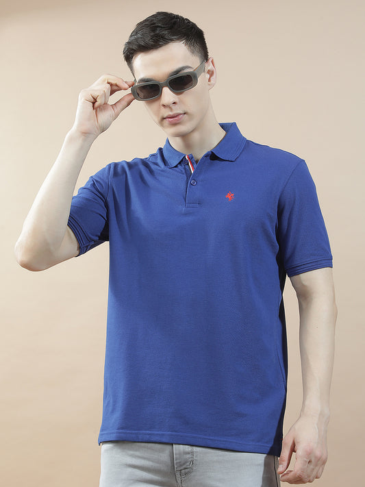 T-Shirt for Men | Breathable & Soft with Color Fastness Regular Fit Polo Neck Poly Cotton Fabric Solid Pattern