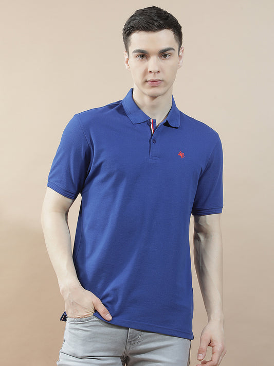 T-Shirt for Men | Breathable & Soft with Color Fastness Regular Fit Polo Neck Poly Cotton Fabric Solid Pattern