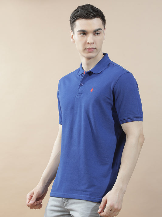 T-Shirt for Men | Breathable & Soft with Color Fastness Regular Fit Polo Neck Poly Cotton Fabric Solid Pattern