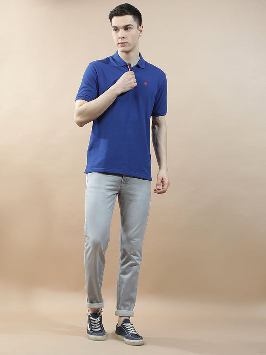 T-Shirt for Men | Breathable & Soft with Color Fastness Regular Fit Polo Neck Poly Cotton Fabric Solid Pattern