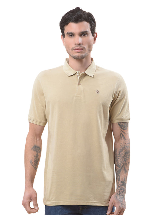 T-Shirt for Men | Breathable & Soft with Color Fastness Regular Fit Polo Neck Poly Cotton Fabric Solid Pattern