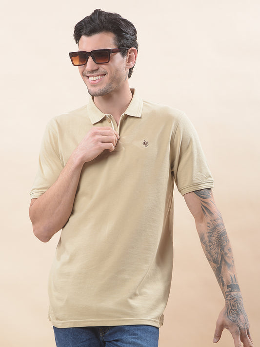 T-Shirt for Men | Breathable & Soft with Color Fastness Regular Fit Polo Neck Poly Cotton Fabric Solid Pattern