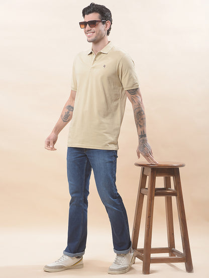 T-Shirt for Men | Breathable & Soft with Color Fastness Regular Fit Polo Neck Poly Cotton Fabric Solid Pattern