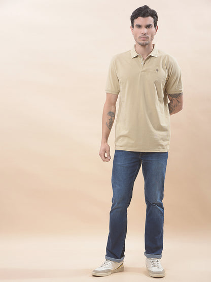 T-Shirt for Men | Breathable & Soft with Color Fastness Regular Fit Polo Neck Poly Cotton Fabric Solid Pattern
