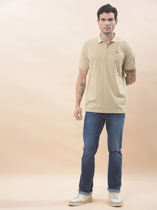 T-Shirt for Men | Breathable & Soft with Color Fastness Regular Fit Polo Neck Poly Cotton Fabric Solid Pattern