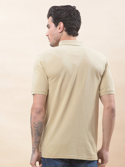 T-Shirt for Men | Breathable & Soft with Color Fastness Regular Fit Polo Neck Poly Cotton Fabric Solid Pattern
