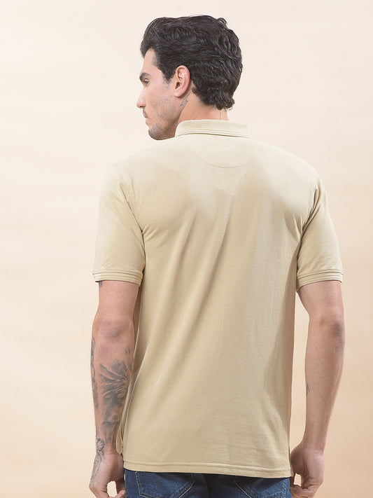 T-Shirt for Men | Breathable & Soft with Color Fastness Regular Fit Polo Neck Poly Cotton Fabric Solid Pattern