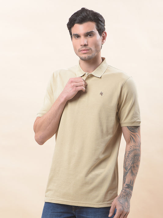 T-Shirt for Men | Breathable & Soft with Color Fastness Regular Fit Polo Neck Poly Cotton Fabric Solid Pattern