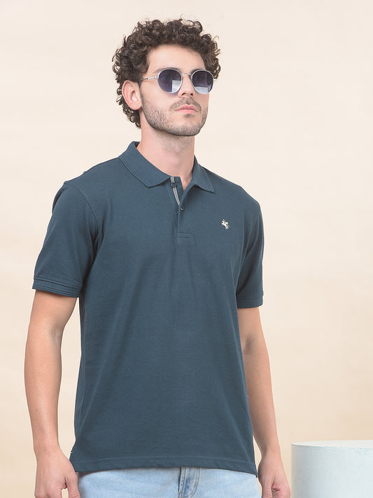 T-Shirt for Men | Breathable & Soft with Color Fastness Regular Fit Polo Neck Poly Cotton Fabric Solid Pattern