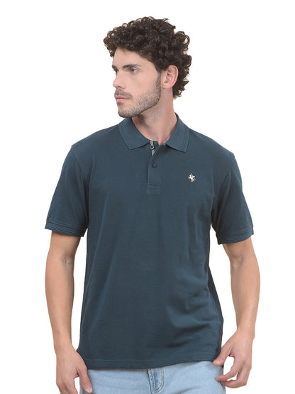 T-Shirt for Men | Breathable & Soft with Color Fastness Regular Fit Polo Neck Poly Cotton Fabric Solid Pattern