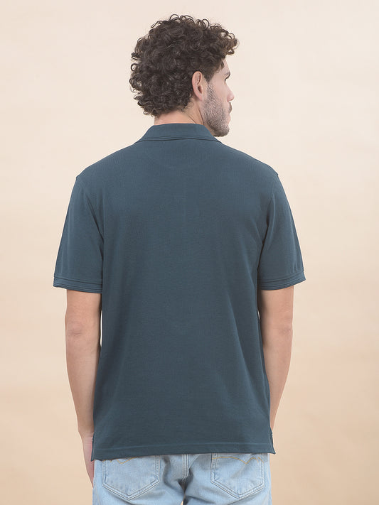 T-Shirt for Men | Breathable & Soft with Color Fastness Regular Fit Polo Neck Poly Cotton Fabric Solid Pattern