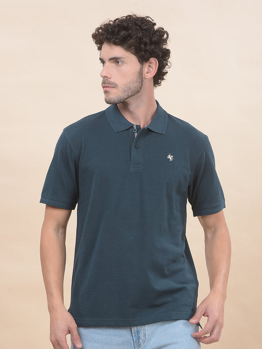 T-Shirt for Men | Breathable & Soft with Color Fastness Regular Fit Polo Neck Poly Cotton Fabric Solid Pattern